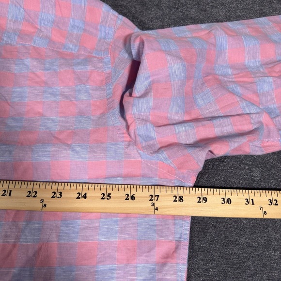 Untuckit Shirt Men's 3XL Blue Pink Linen Blend Check Long Sleeve Button Up - Picture 5 of 6